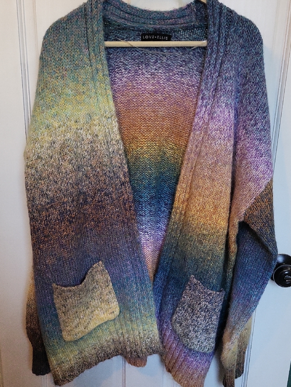 Multicolor Gradient Open-Front Women's Sweater Cardigan